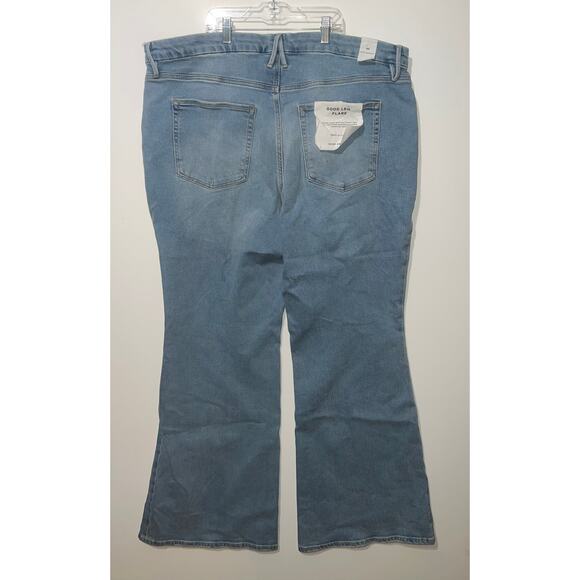 Good American New women’s good leg flare with flat tummy tech blue jeans - Picture 2 of 14
